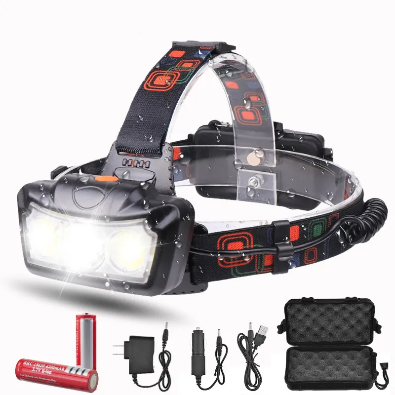 headlamp 15000LM headlight led T6 COB head torch flashlight light super bright waterproof headtorch lamp driving | Освещение