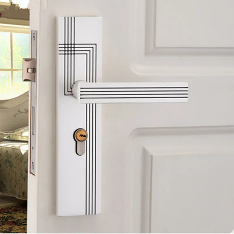 

modern European ivoy white luxury bed room handle lock wood stainless wood door lock 2 latchs pearl white indoor handle lock