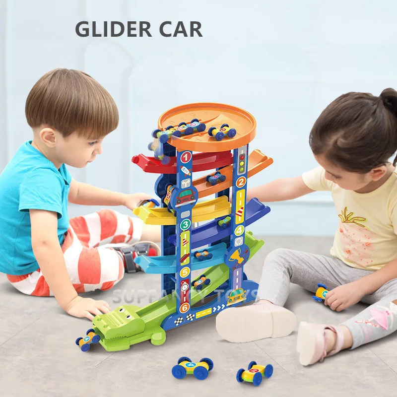 NEWEST Fun Track Glider Car Inertia Model Early Puzzle Toy Vehicles Building Blocks Kits Kids Educational Toys for Children