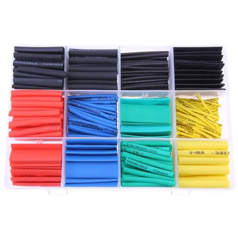530pcs Insulated Heat Shrink Tubing Tube Ratio 21 Wrap Cable Sleeve