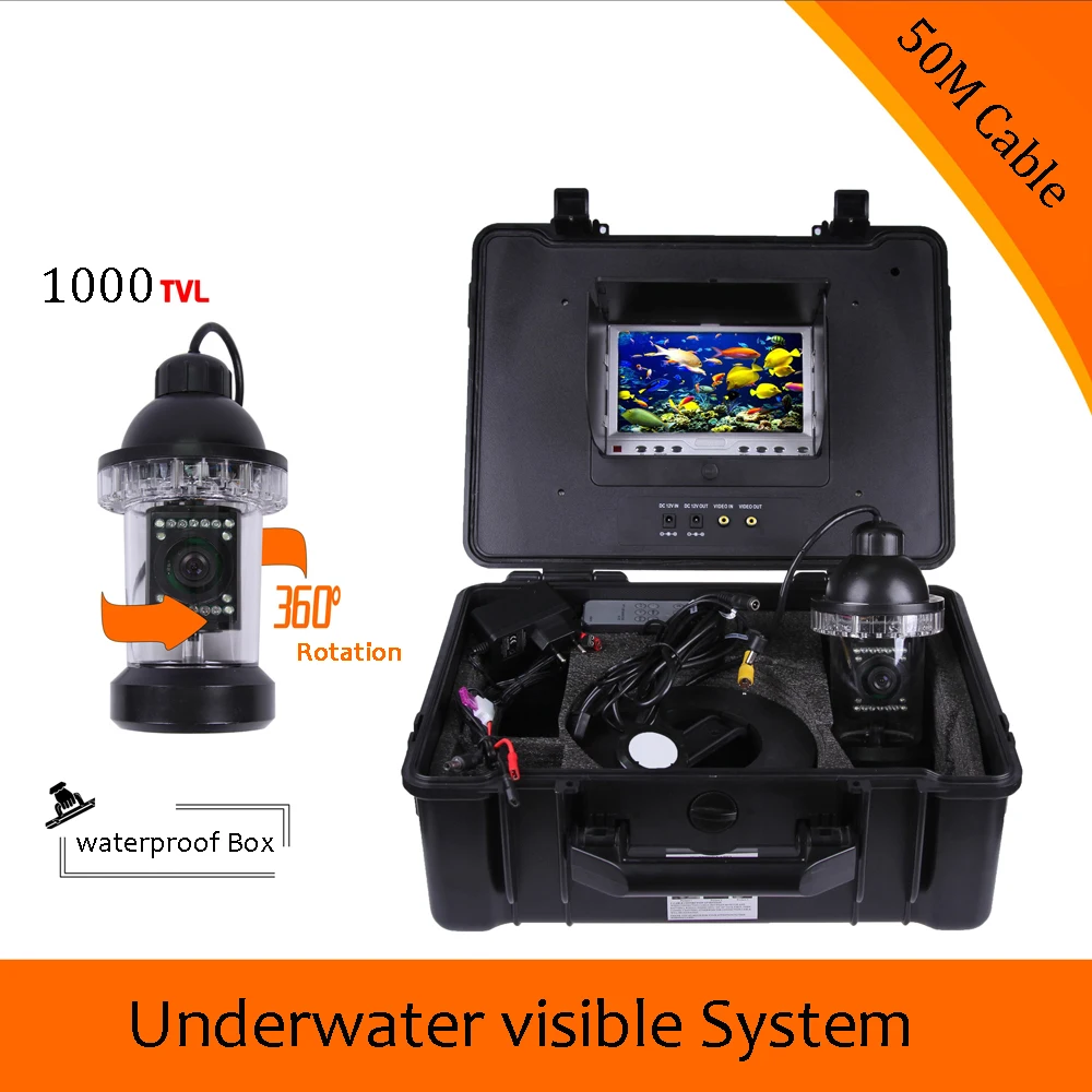 7 дюймов ЖК-дисплей 50 м кабель Водонепроницаемая подводная камера Использование рыбалки инспекции Рыболокаторы 360 градусов