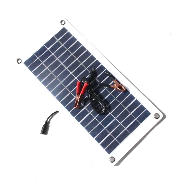 BUHESHUI 18 в 10 Вт солнечная батарея прозрачная полугибкая поликристаллическая солнечная панель Mdule с зажимами наружное зарядное устройство 12 В