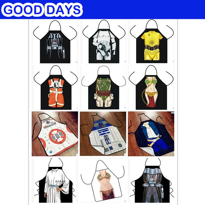 

Party Product Funny STAR WARS BB-8 r2d2 darth vader White Warrior Yoda Apron Character Costume Apron Cooking apron Party Apron