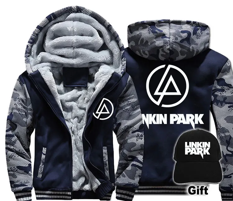 Мода Linkin Park Рок музыка уличная танцевальная Мужская wo Мужская теплая плотная куртка зимняя бархатная Толстовка Топ с капюшоном