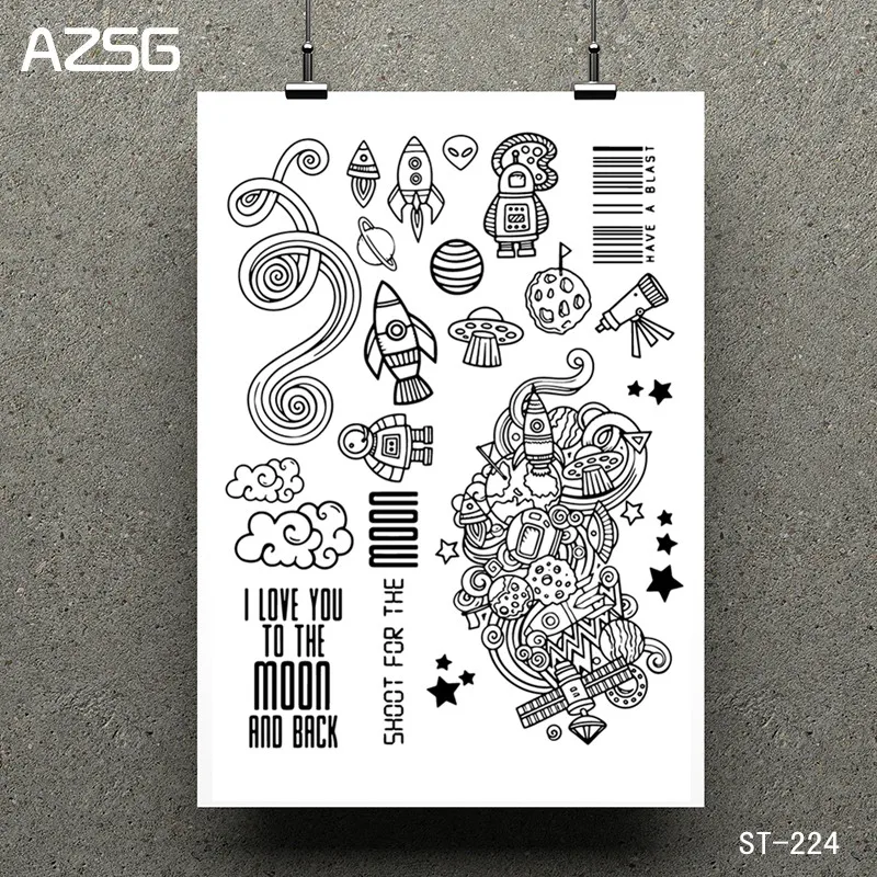 

AZSG Space World Transparent Clear Stamp/Seal for DIY Scrapbooking/photo Album Decorative Clear Stamp Sheets 11*16cm