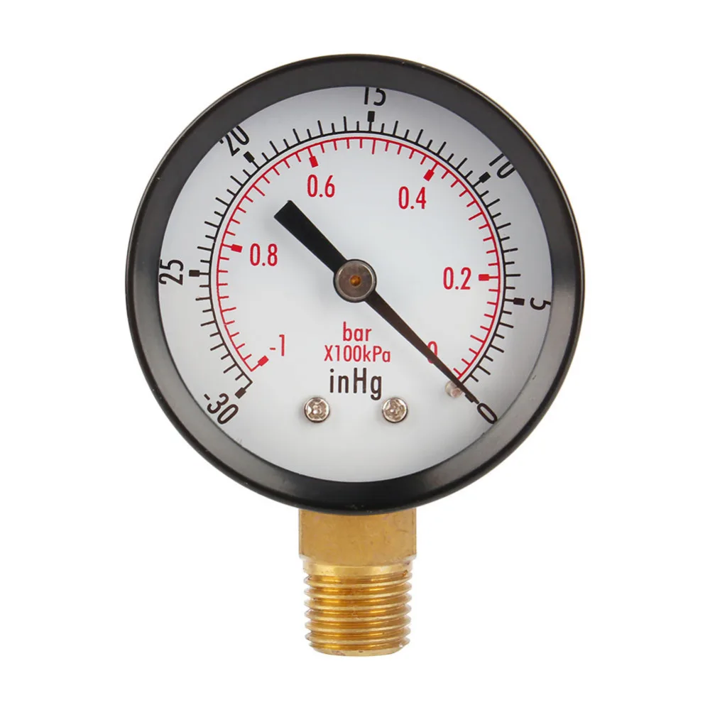 Dry Utility Vacuum Pressure Gauge Steel 1/4" NPT Lower Mount 30HG/0PSI
