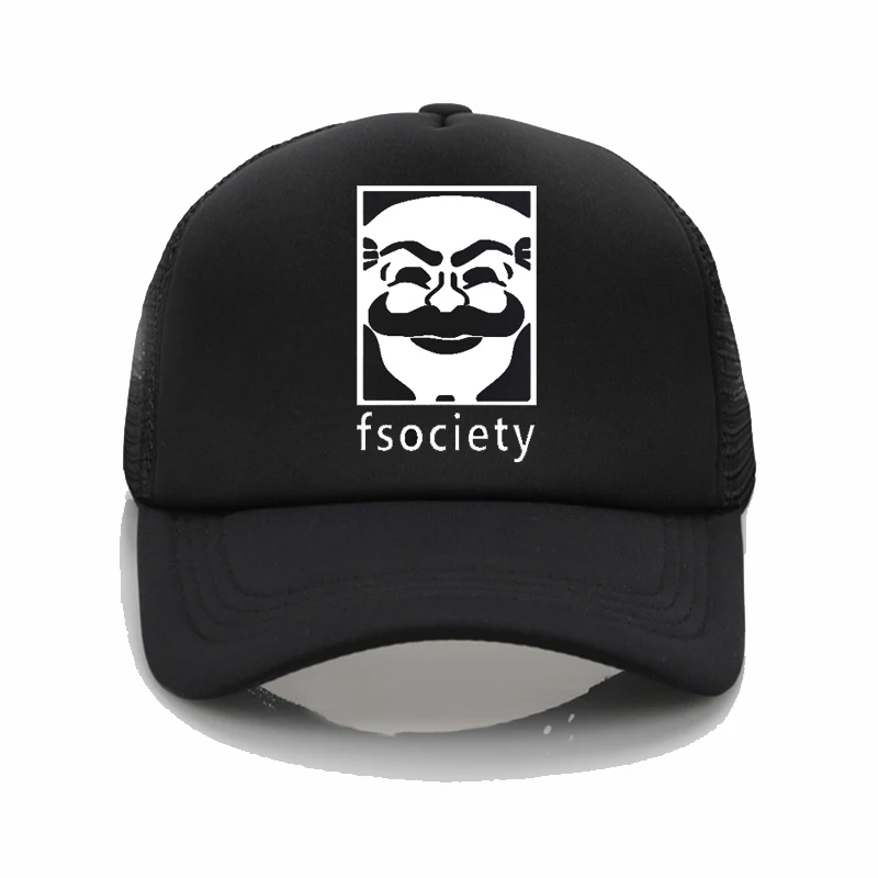 Mr Робот Fsociety принт шапка с сеткой бейсболка Мужская wo мужская летняя Трендовая шапка Молодежная Джокер Солнцезащитная шляпа пляжный