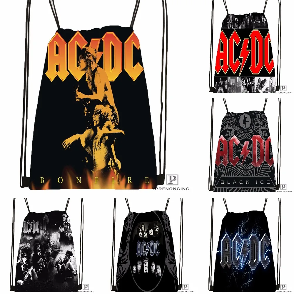 Пользовательские музыкальная группа Acdc Drawstring сумка-рюкзак милый рюкзак детский Ранец (черный назад) 31x40 см #180531-03-54