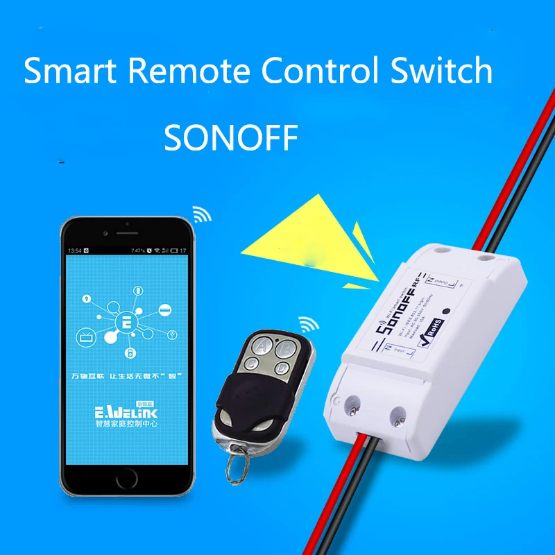 Интеллектуальный выключатель света Sonoff RF DIY Переключатель Wi-Fi, интеллигентая(ый) Беспроводной модули для автоматизации умного дома, 433 МГц RF пульт Управление Совместимость с IOS и Android