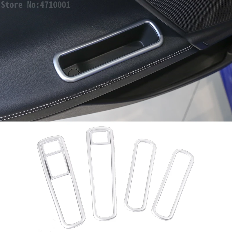 

4pcs Carbon Fiber Style ABS Car Window Switch Button Frame Door Side Storage Box Frame Trim For Jaguar XE X760 2015-2018