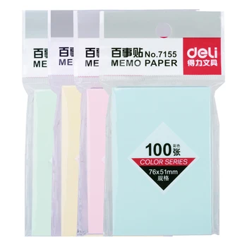 

1pc Deli 100 Pages Color Sticky Notes Memo Pad Sticker Business Office School Student Stationery Bookmarks Post It Paper Marker