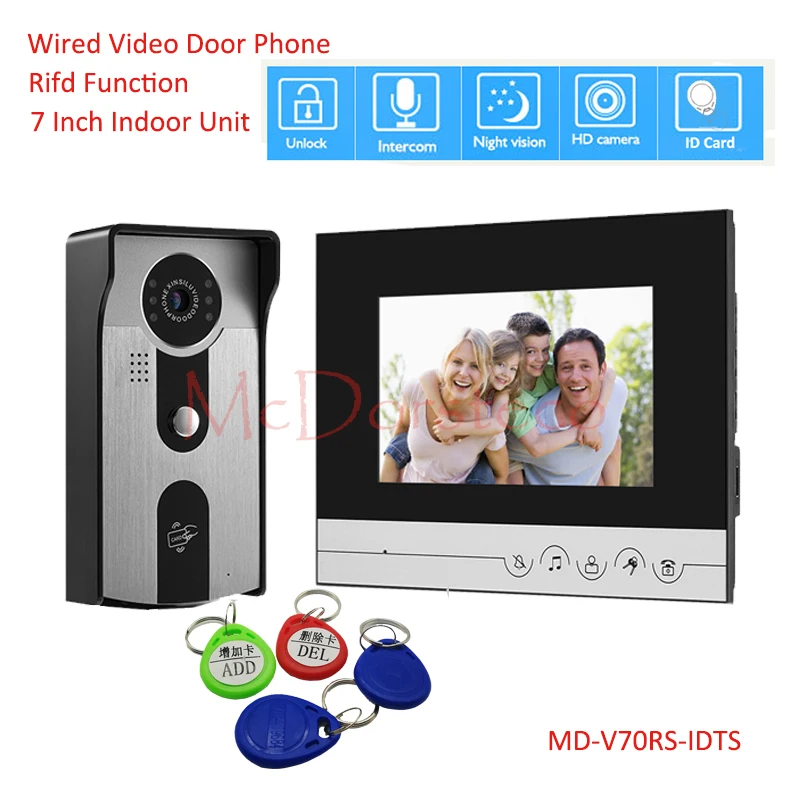 

7 inch Video Door Phone Doorbell Home Security Intercom System RFID IR Night Vision Camera Door Bell System Home Security