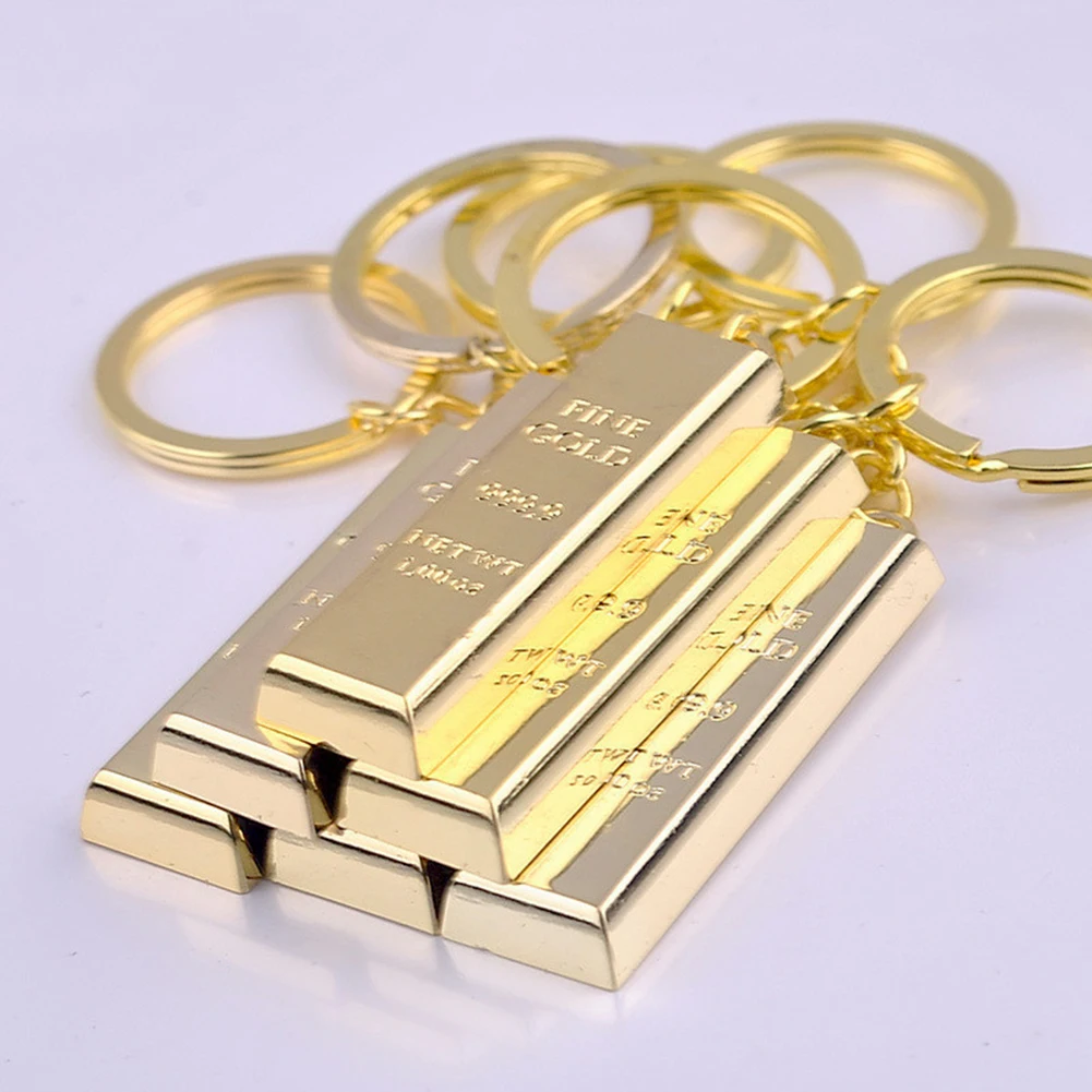 Модный брелок для ключей из искусственного золотого кирпича подвеска автомобильный держатель брелок для ключей сумка орнамент