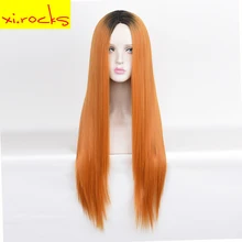 Long Straight Hair wigs Black Ombre Orange Peach for Kylie Jenner Hairstyle Synthetic Wigs for Women Heat Resistant Fiber Long Straight Hair wigs Black Ombre Orange Peach for Kylie Jenner Hairstyle Synthetic Wigs for Women Heat Resistant Fiber