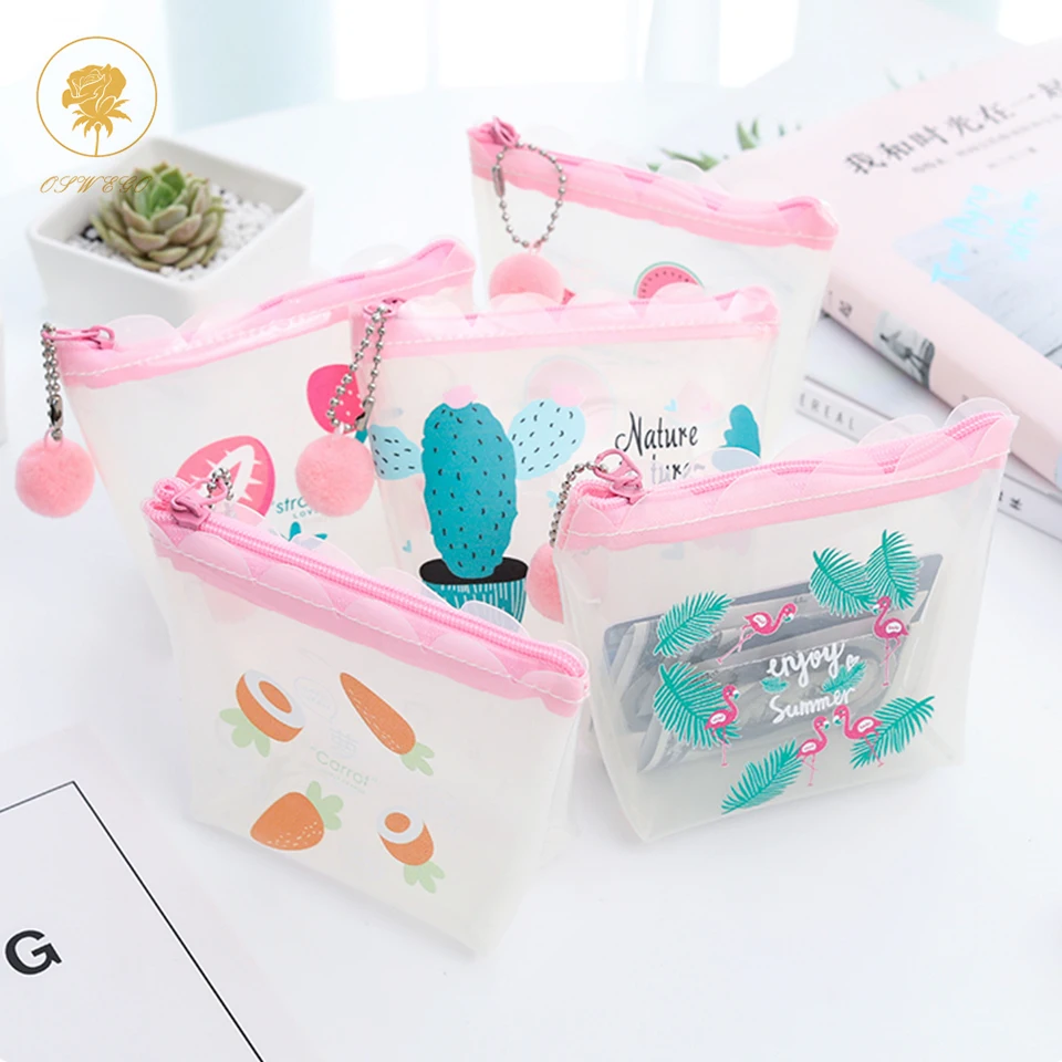 

OSWEGO Coin Purse Transparent PVC Summer Fruit Animal Unicorn Coin Purse Cute Zipper Organizer Small wallet Bag For Girls 2019