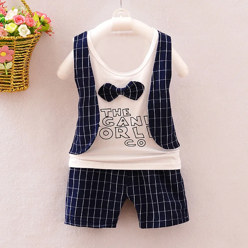 BibiCola Summer Baby Boys Clothing Sets Kids Tops Vest+Shorts for