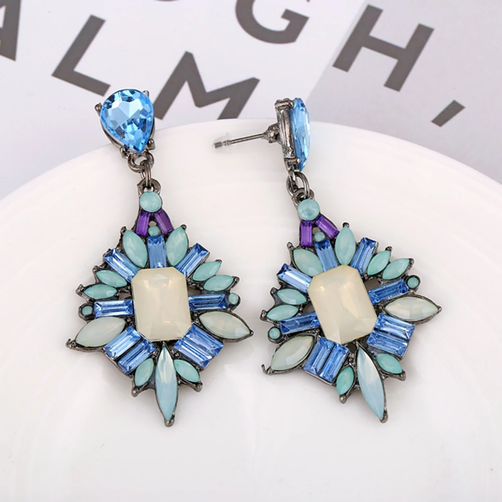 XIYANIKE New Elegant Crystal Earrings Gem Stone Resin Drop Earrings For Women Birthday Gift Bijoux Bohemia Brincos E558