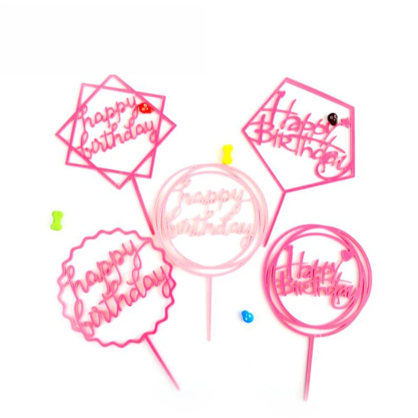 5 styles Cake Topper Party Creative Happy Birthday Small Flags Korean Wedding English Card Insert | Дом и сад