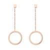 Mode deux Style Rose or couleur boucle d'oreille émail romain moméral suspendus cercle et petit carré suspendus cercle femme goutte boucle d'oreille ► Photo 2/6