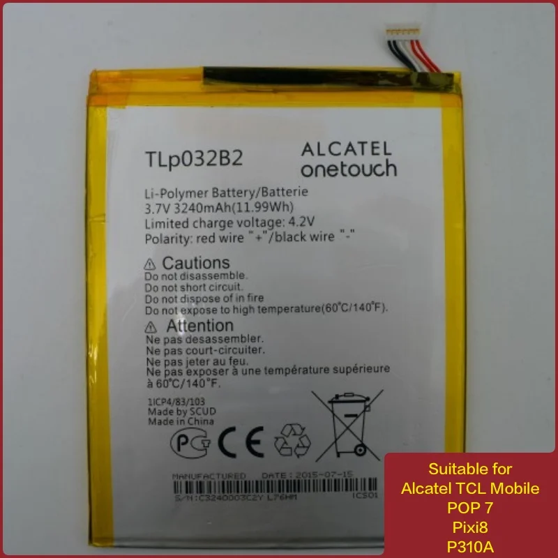 

Battery suitable for Alcatel TCL Mobile with Battery Model TLp032B2 for One Touch POP 7/ PIXi8 /P310A