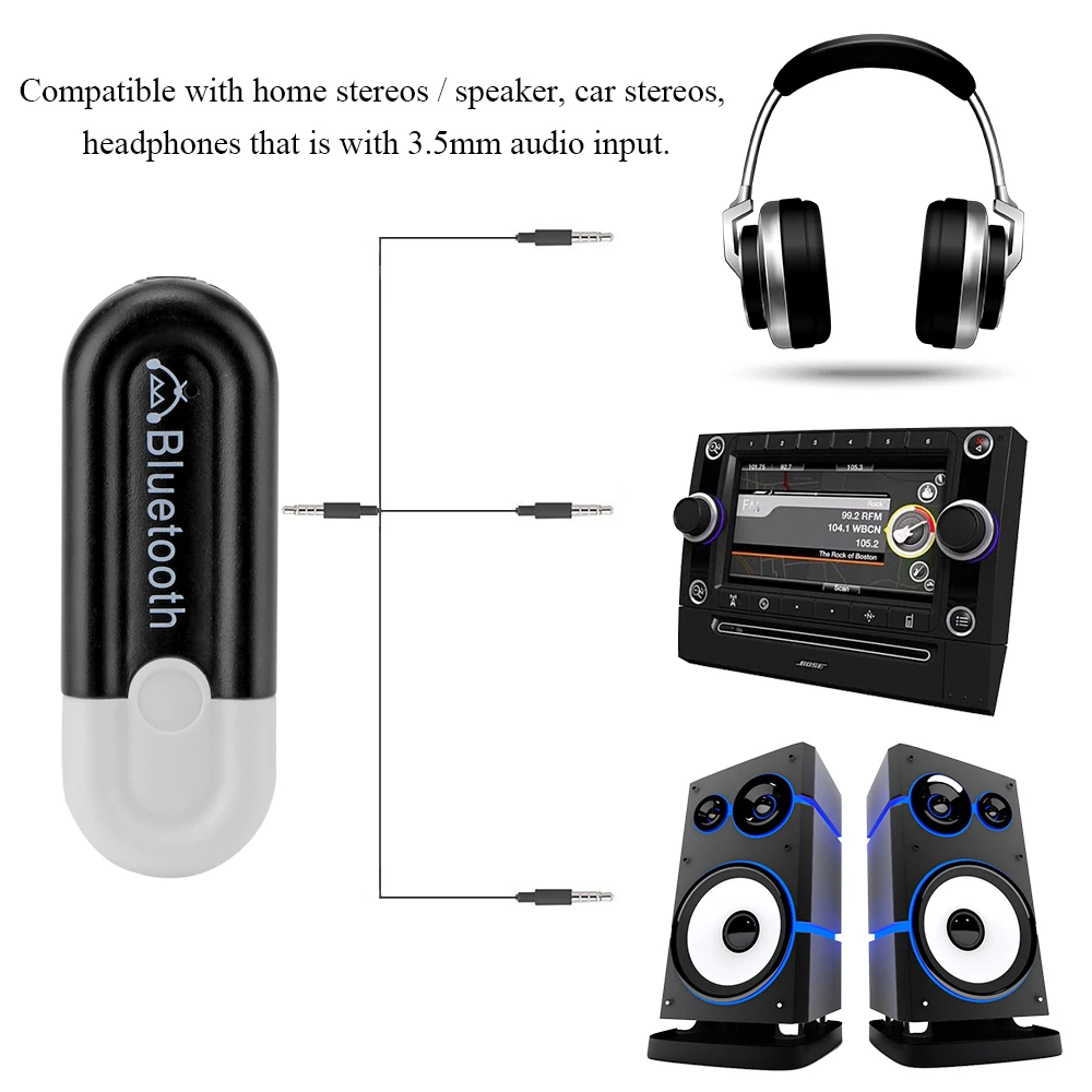 VAORLO Bluetooth приемник 2 в 1 3,5 мм USB автомобильный комплект стерео Музыка Аудио беспроводной приемник адаптер с микрофоном Hands Free A2DP Dongle