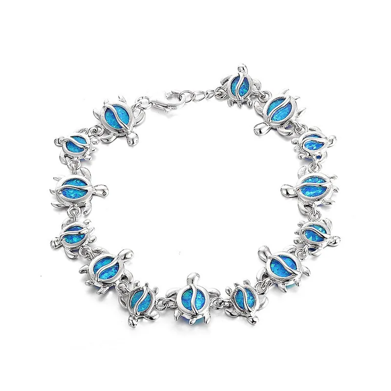 2015 New 925 sterling silver fire opal Women Bracelets Cute Turtles 925 silver bracelet Fashion jewelry Wholesale FB094H70