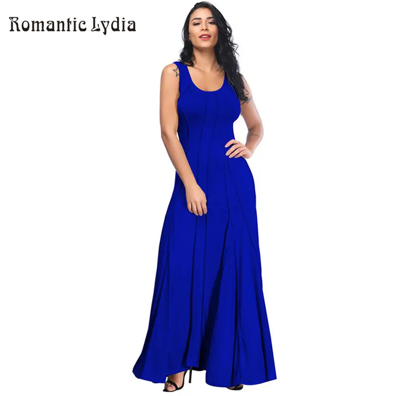 

2019 Summer Long Dress Solid Sleeveless Casual Dress Tunic Maxi Dress Women Evening Party Dress Vestidos
