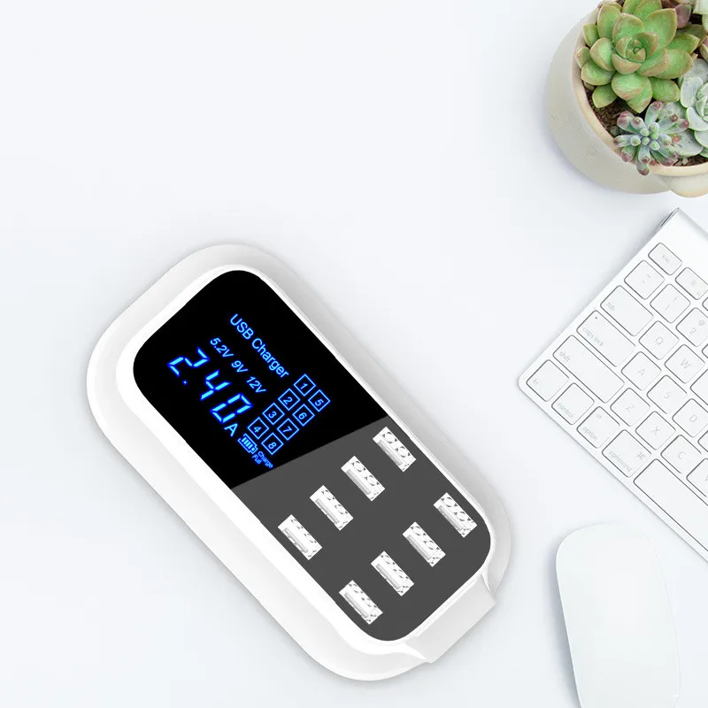 CDA19 Quick Charge 3.0 Smart USB Charger Station Led Display Fast Charging Power Adapter Desktop Strip Mobile Phone USB Charger
