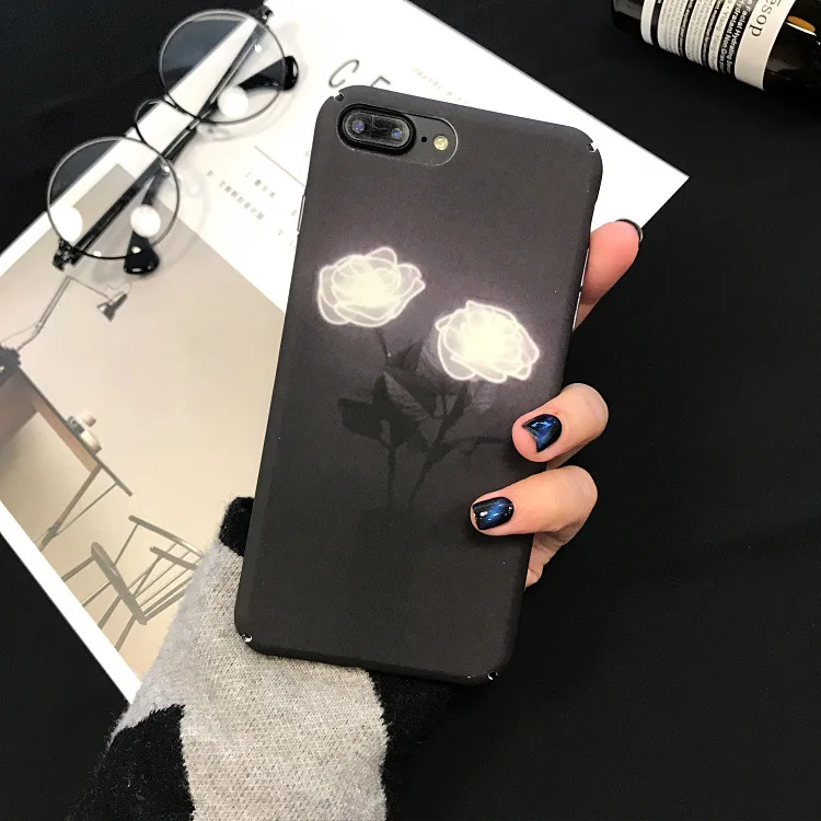 Art retro flowers Phone case For iphone 7 Puls 8 Hard Frosted coque 6 6s back cover Elegant Rose |