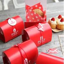 10 шт./лот, британский Рождественский красный цвет, почтовая коробка для хранения, Свадебный бумажный почтовый ящик, коробка для конфет, Новогодняя упаковка для выпечки, маленький подарок
