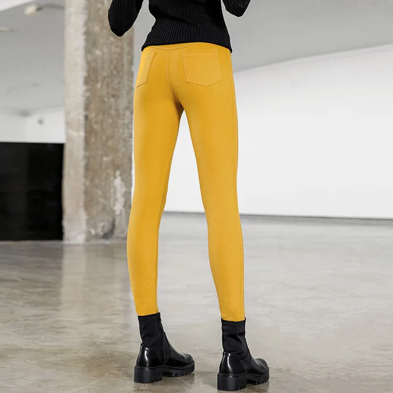 Solid high waist elastic slim jeans pants 2018 new women autumn pencil long pants Solid high waist elastic slim jeans pants 2018 new women autumn pencil long pants