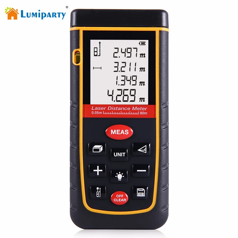

Lumiparty 80M Digital Laser Distance Meter Handy Distance Measurement Range Finder Meter Tape with Mute Function Removable Clip