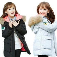 Fashion Children winter coats for girls overcoat child parka big fur collar thicken cotton-padded winter girl jacket and coats