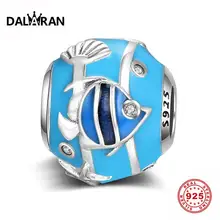 DALARAN океанический мир талисманы 925 серебро синие эмалевые Бусины Подходят самодельный очаровательный браслет ожерелье для женщин для украшения подарка