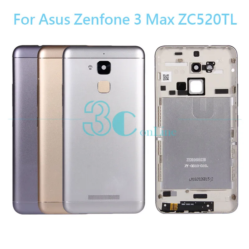 

For Zenfone 3 Max ZC520TL Battery Back Cover Plastic PC Rear Battery Door Housing + Camera Glass + Side keys Button Repair Parts