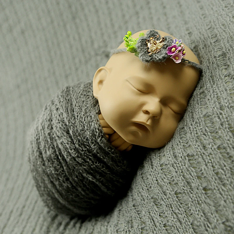 150x40 см эластичный плед из ангорской козьей шерсти+ повязка на голову, новорожденный реквизит для фото младенца аксессуары для детской фотосъемки одеяло кокон гамак