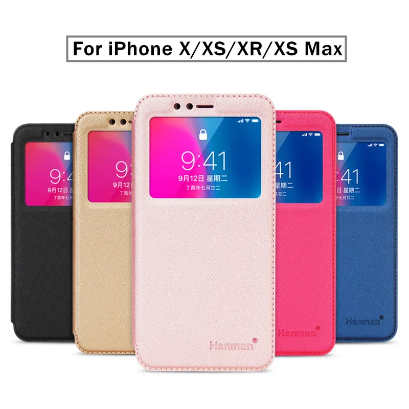 

Flip Cover Magnetic Open View Window PU Leather Case For iPhone XS Max Cover Soft TPU With Stand Holder Phone Case For iPhone XR