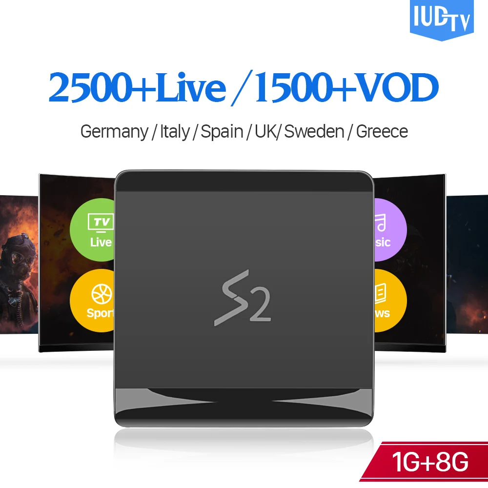 

IPTV Germany Italy Spain UK Sweden S2 RK3229 Android 8.1 1+8G IPTV 1 Year EX-YU Turkey Greece IUDTV Spain German IP TV Box