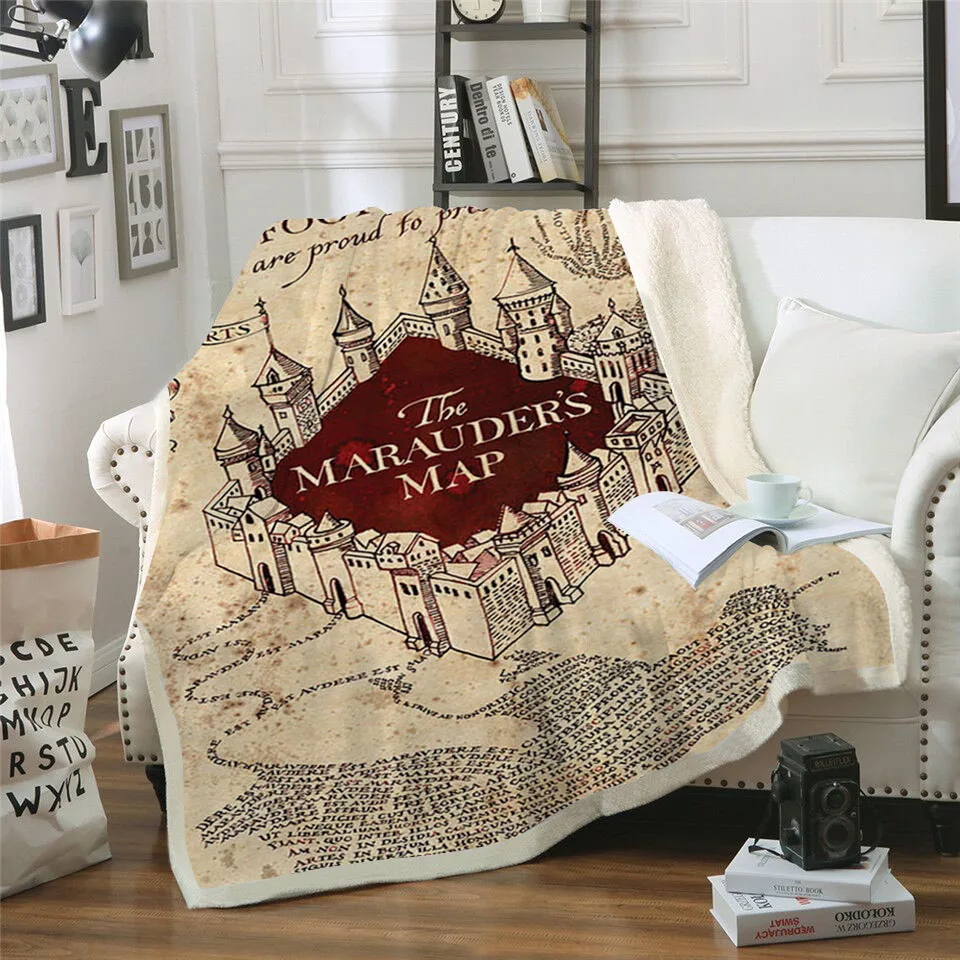 

Castle Map 3D Printed Velvet Plush Throw Fleece Blanket Bedspread Sherpa Blanket Couch Quilt Cover Travel Girl Bedding Outlet