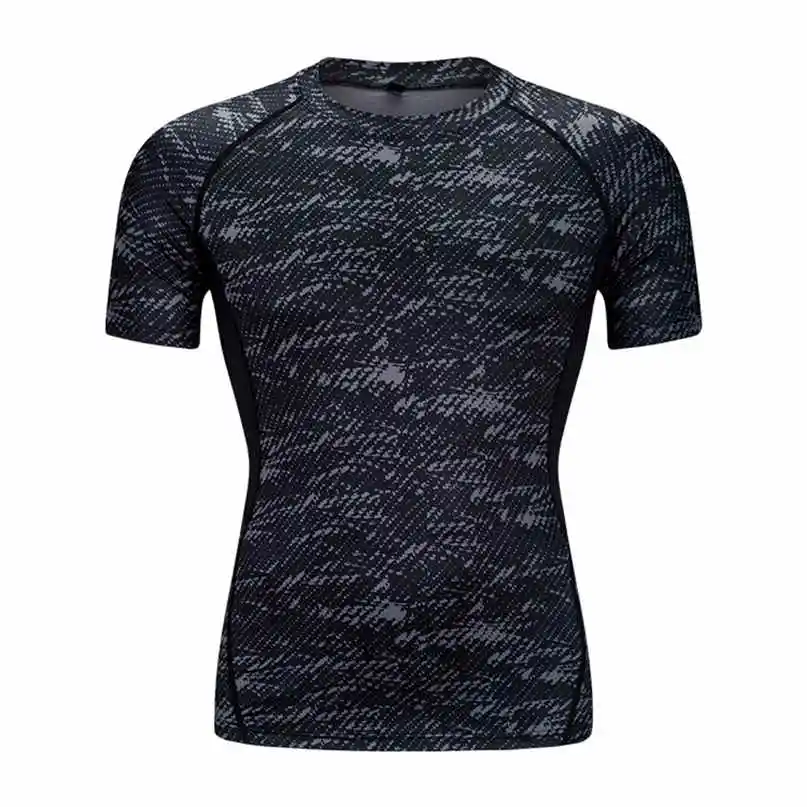 Sport Running t-shirt Short Sleeve O- Collar Basketball Fitness Wear Skinny Sweat Breathable T-shirt Quick Dryer clothes #2N15 (18)