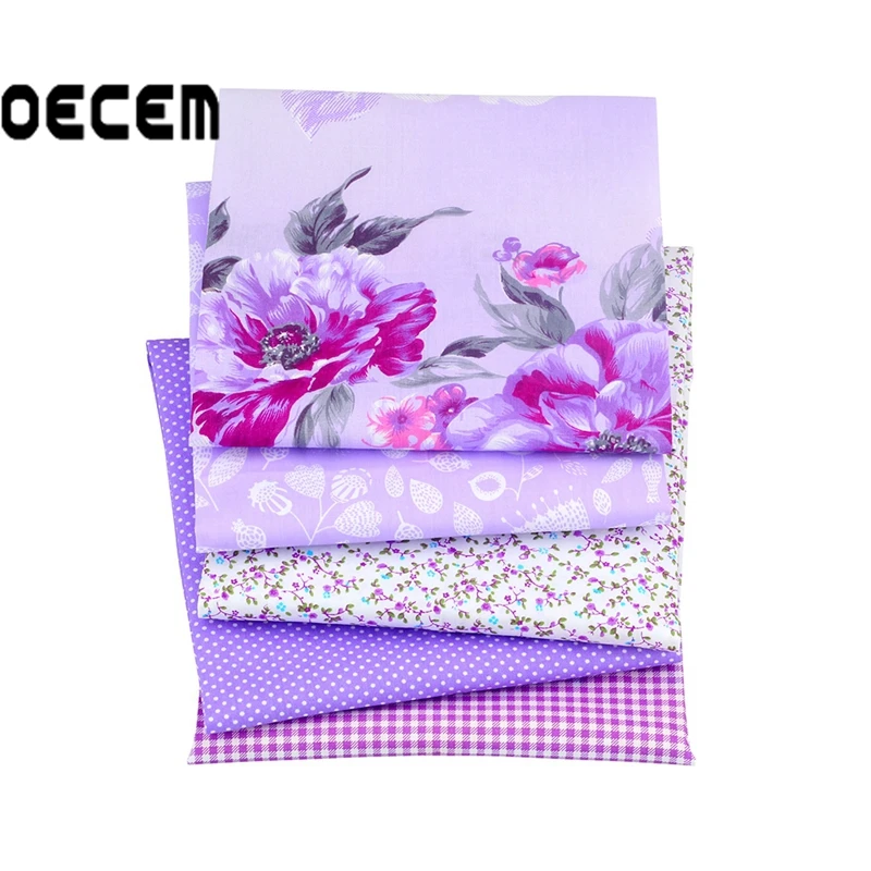 5PCS/lot Cotton Quilting Fabric Purple Tissus Fat Quarter Bundles Patchwork Tecidos For Tilda Doll Dress Handicraft O2-5-2 | Дом и сад
