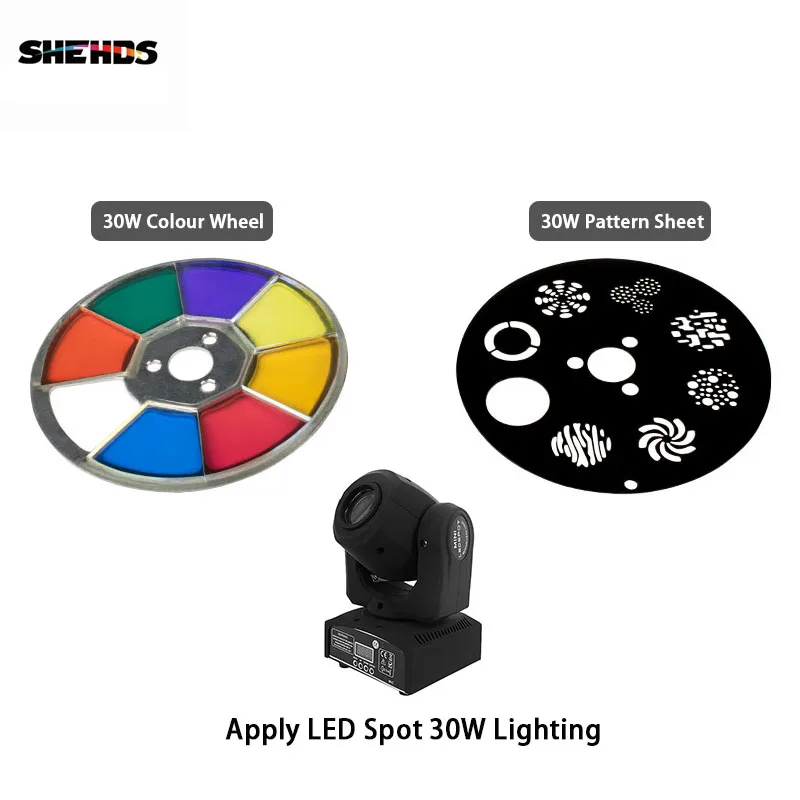 SHEHDS мини пятно 30 Вт LED движущиеся фары части колеса Цвет & Gobo аксессуары