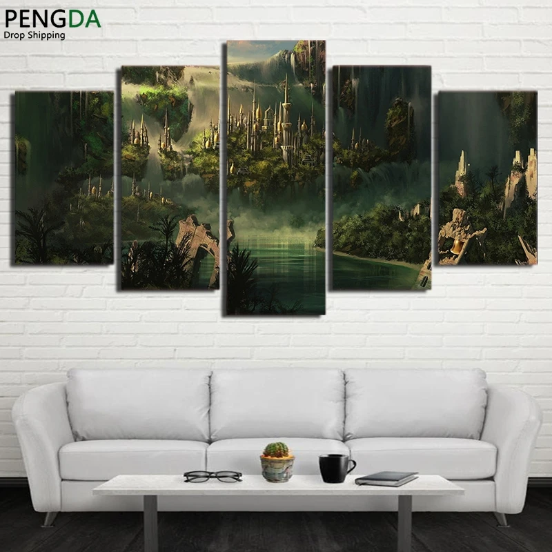 

Modular Pictures Home Decor Canvas Wall Frame 5 Pieces Atlantis Wonderland Painting Mysterious Ancient Country Oil Poster PENGDA