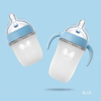 

Christmas Baby Bottle Silicone Bottle Newborn Wide-mouth With Handle Straw Baby Shatter-resistant Straw Bottle Free Shipping