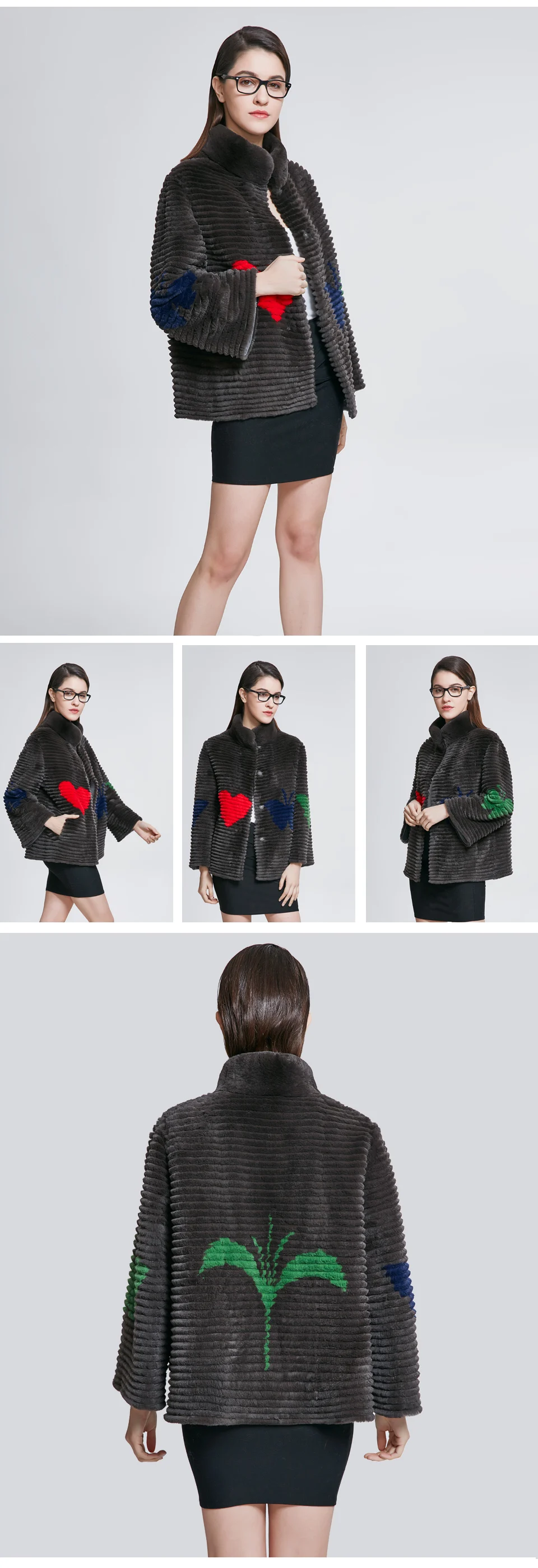 Excellent TSQSA 2018 Fashion Real Rabbit Fur Coats Women Rex Rabbit With Floral Lady Clothing Natural Winter Female Outerwear Coat TAC1804 3
