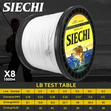 SIECHI 8 оплетка леска 300 м 500 м 1000 м белый Цвет рыболовная леска 20 30 40 50 60 60 88lb