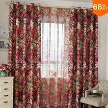 Красный Кружево Шторы Классическая мода лучшее качество света роскошные печати завод Цвет Цветы Большой розы Шторы готовой Шторы