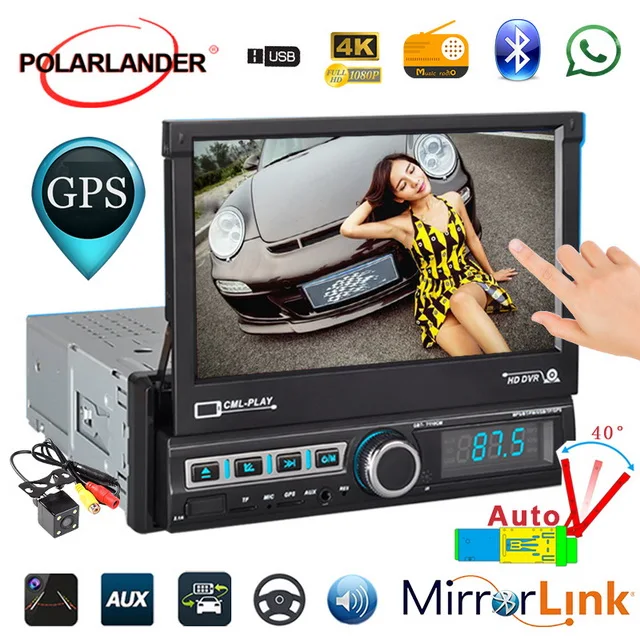 

Car Radio Android 1 DIN Bluetooth radio cassette playerCar GPS Navigation Reversing Image Retractable U Disk Playback 7 Inch