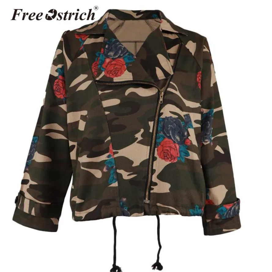 

Free Ostrich Autumn Winter Jacket 2019 Camouflage Floral Print Coat Women Plus Size Military Women Streetwear Outerwear S40