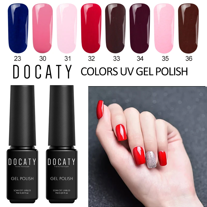 Косметический Гель лак Docaty 24 цвета для ногтей отмачиваемый лазурный Маникюрный